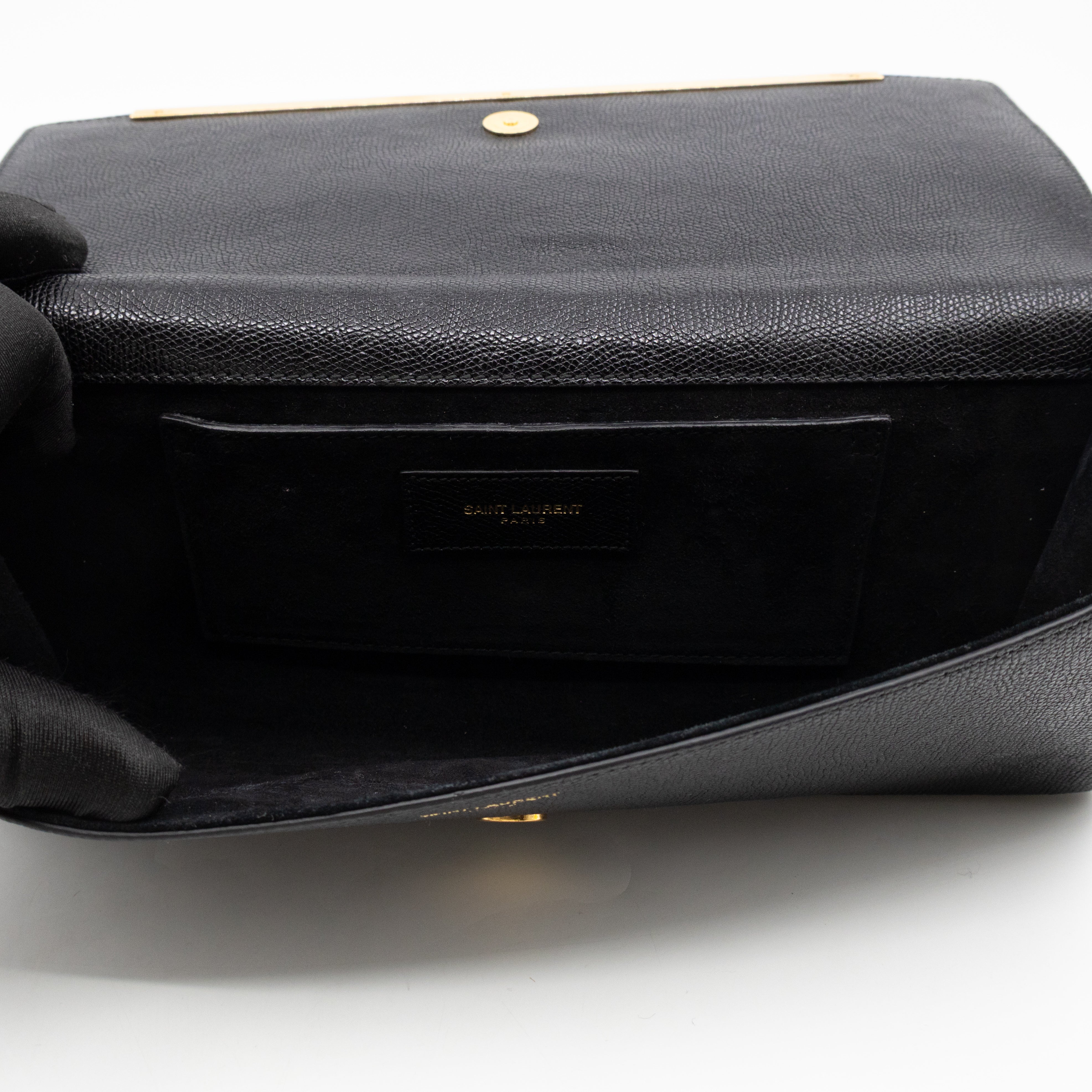 Lutetia Flap Clutch Black Glossy Calfskin