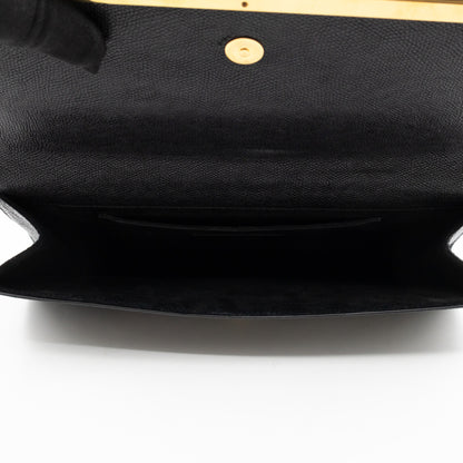 Lutetia Flap Clutch Black Glossy Calfskin