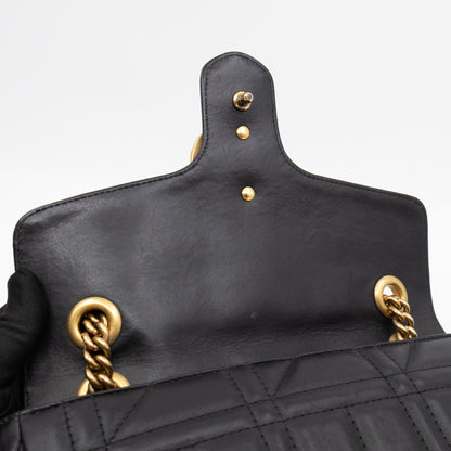 GG Marmont Medium Flap Bag Pearls Black Matelasse Leather