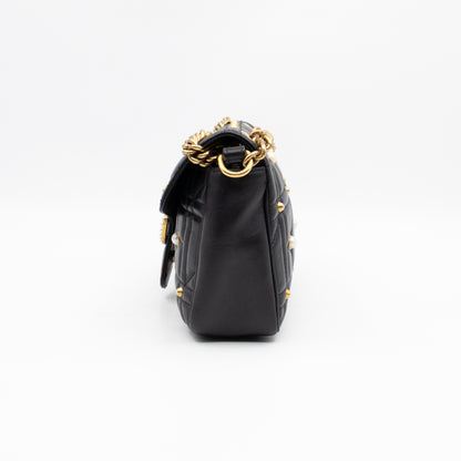 GG Marmont Medium Flap Bag Pearls Black Matelasse Leather