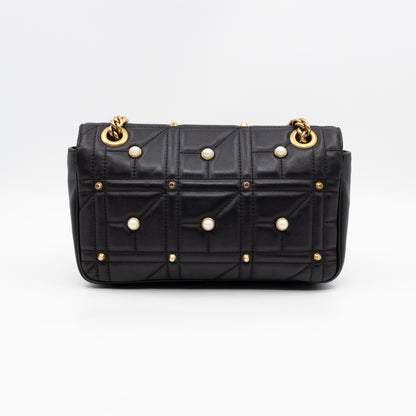 GG Marmont Medium Flap Bag Pearls Black Matelasse Leather