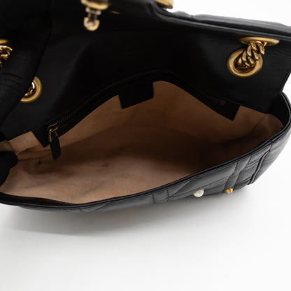 GG Marmont Medium Flap Bag Pearls Black Matelasse Leather