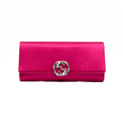 Broadway Clutch Pink Satin with Crystals