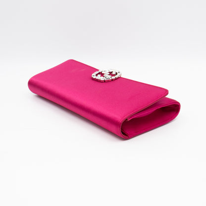 Broadway Clutch Pink Satin with Crystals