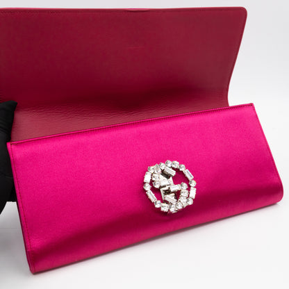 Broadway Clutch Pink Satin with Crystals