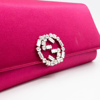Broadway Clutch Pink Satin with Crystals
