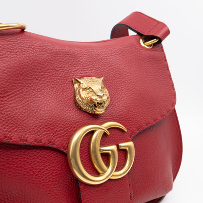 GG Marmont Flap Animalier Shoulder Bag Red Leather