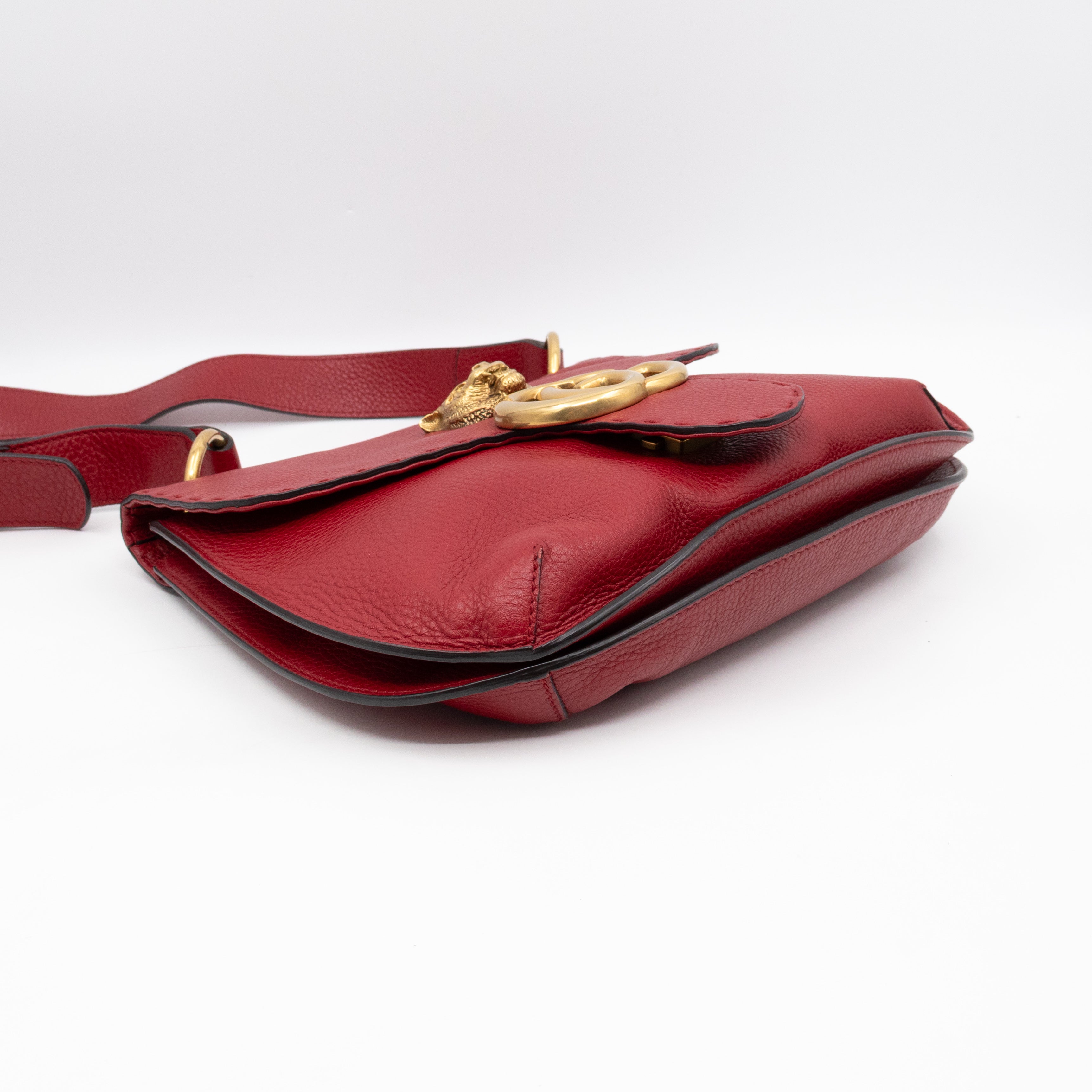 GG Marmont Flap Animalier Shoulder Bag Red Leather