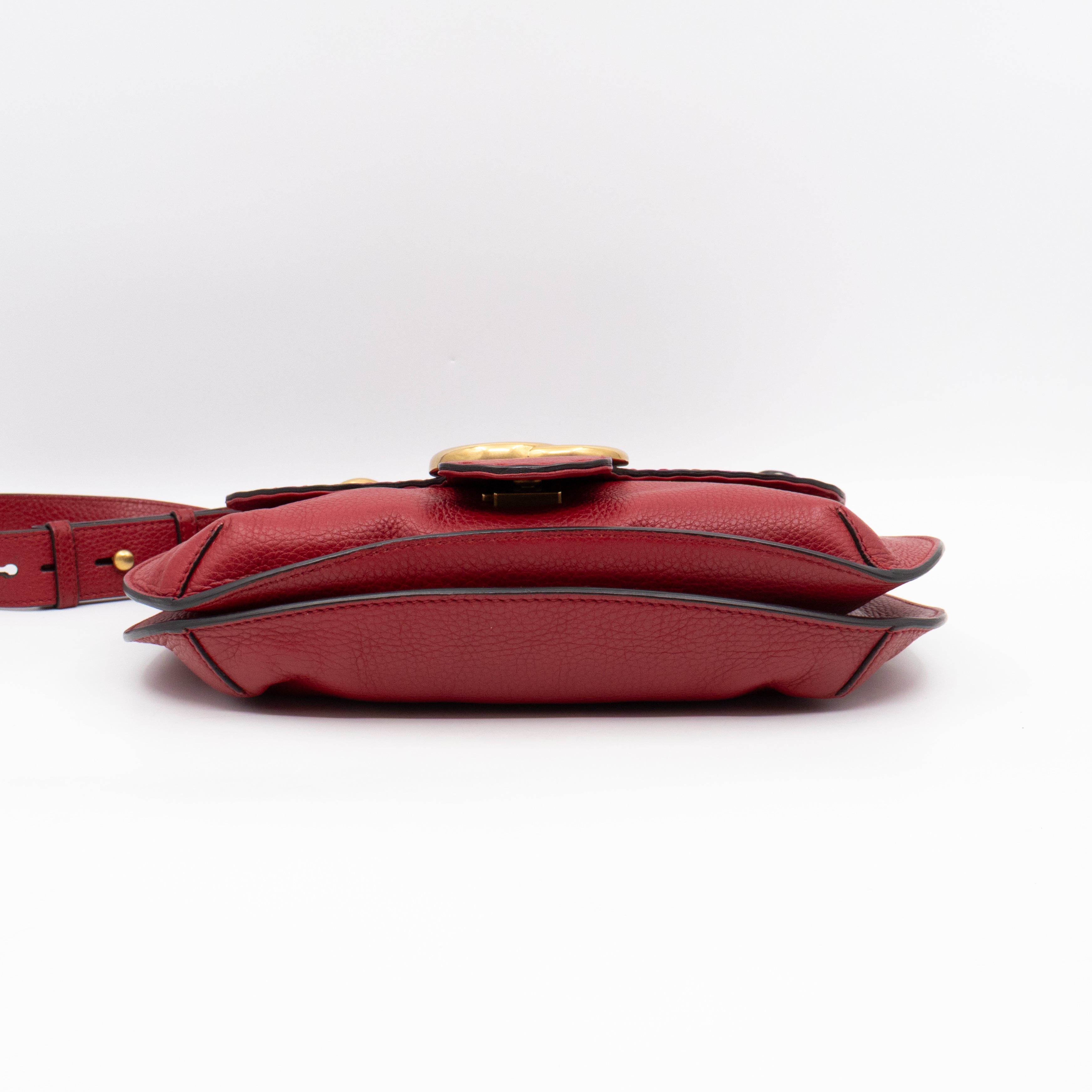 GG Marmont Flap Animalier Shoulder Bag Red Leather