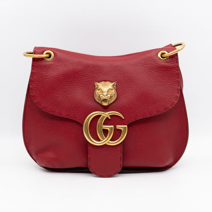 GG Marmont Flap Animalier Shoulder Bag Red Leather
