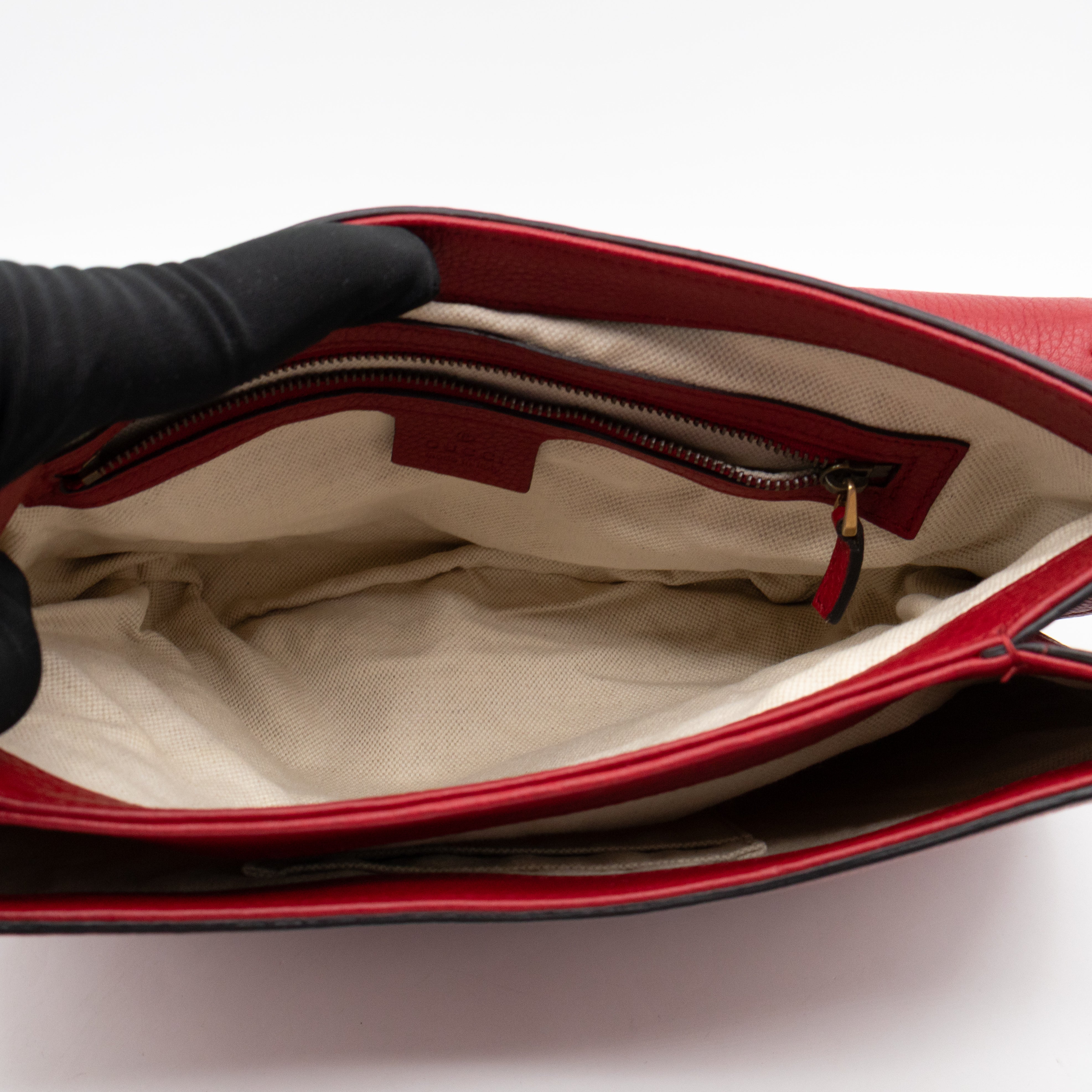 GG Marmont Flap Animalier Shoulder Bag Red Leather