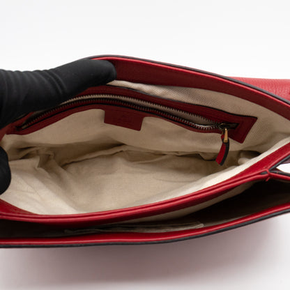 GG Marmont Flap Animalier Shoulder Bag Red Leather