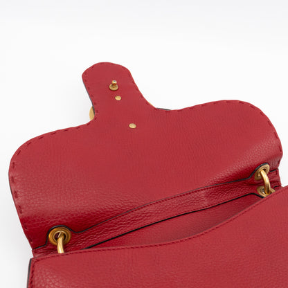 GG Marmont Flap Animalier Shoulder Bag Red Leather