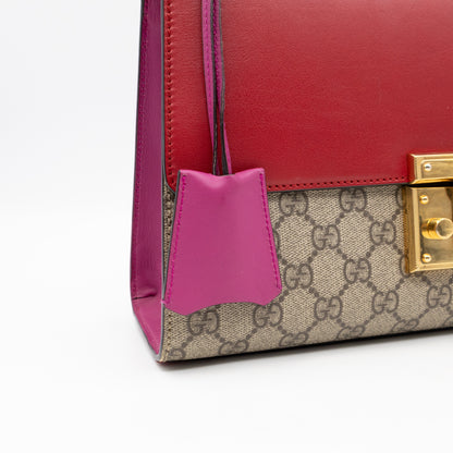 Padlock Flap Bag Medium GG Supreme Red Leather