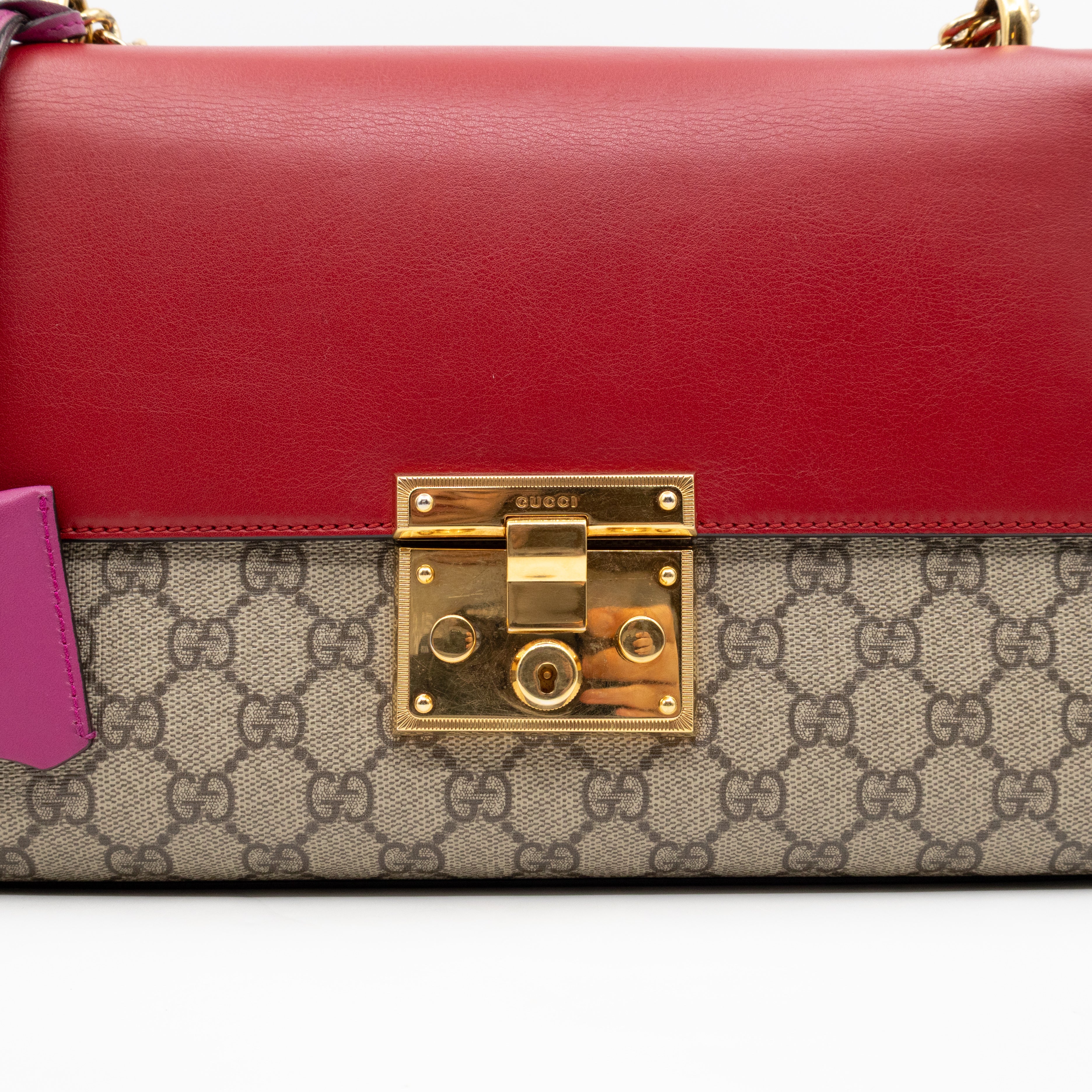 Padlock Flap Bag Medium GG Supreme Red Leather