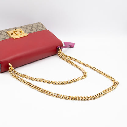 Padlock Flap Bag Medium GG Supreme Red Leather