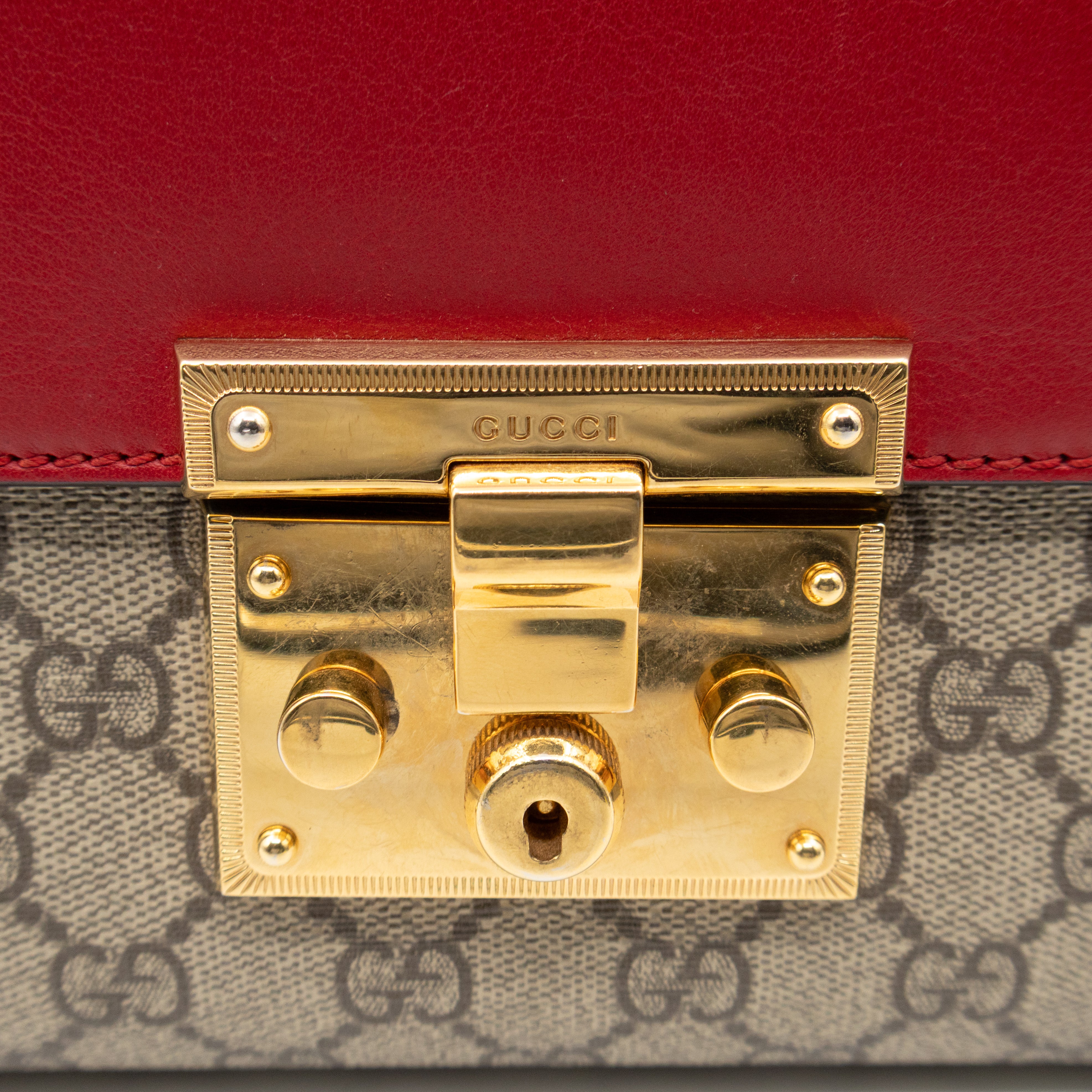 Padlock Flap Bag Medium GG Supreme Red Leather