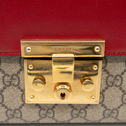 Padlock Flap Bag Medium GG Supreme Red Leather