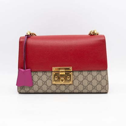 Padlock Flap Bag Medium GG Supreme Red Leather