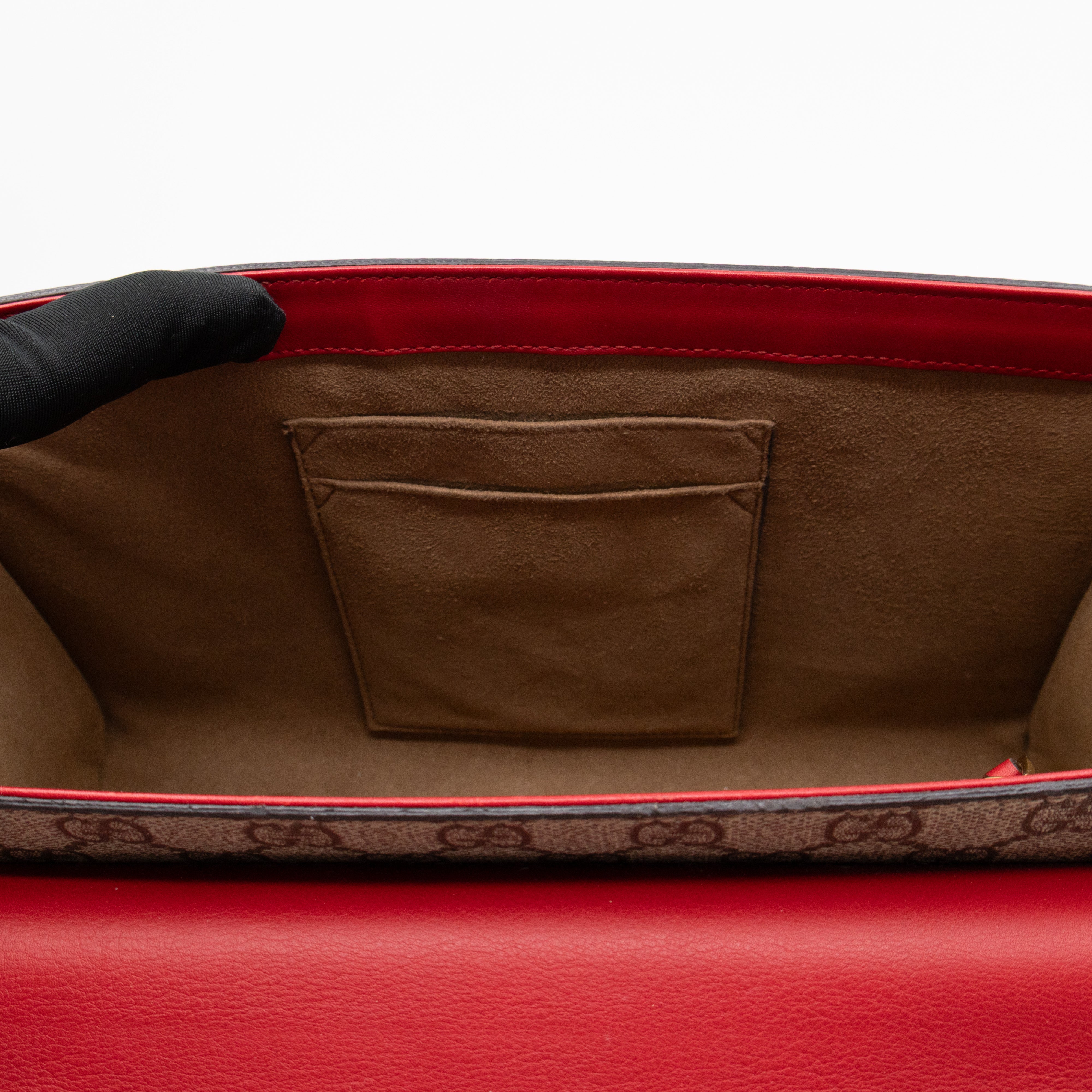 Padlock Flap Bag Medium GG Supreme Red Leather