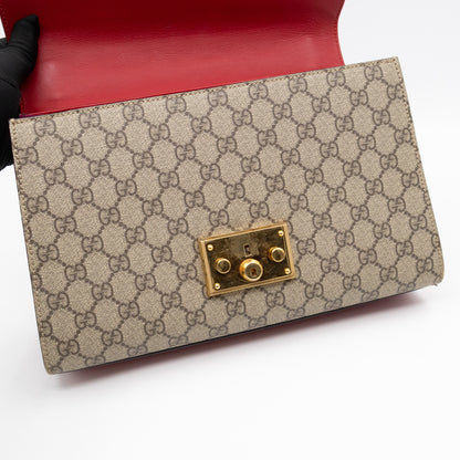 Padlock Flap Bag Medium GG Supreme Red Leather