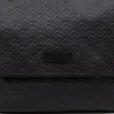 Messenger Shoulder Bag Black Guccissima Leather