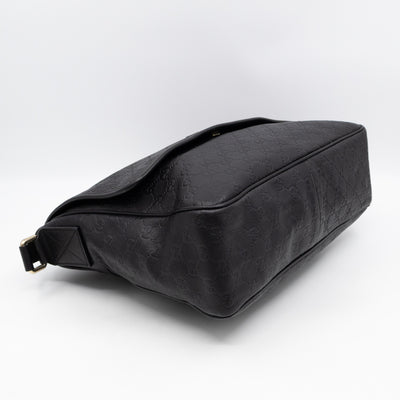 Messenger Shoulder Bag Black Guccissima Leather