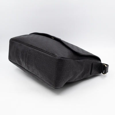 Messenger Shoulder Bag Black Guccissima Leather