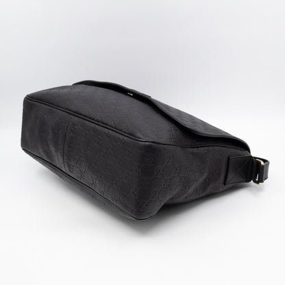 Messenger Shoulder Bag Black Guccissima Leather