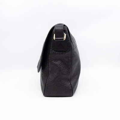 Messenger Shoulder Bag Black Guccissima Leather