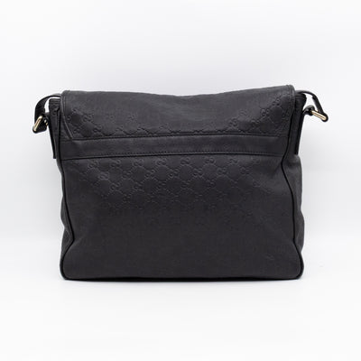 Messenger Shoulder Bag Black Guccissima Leather
