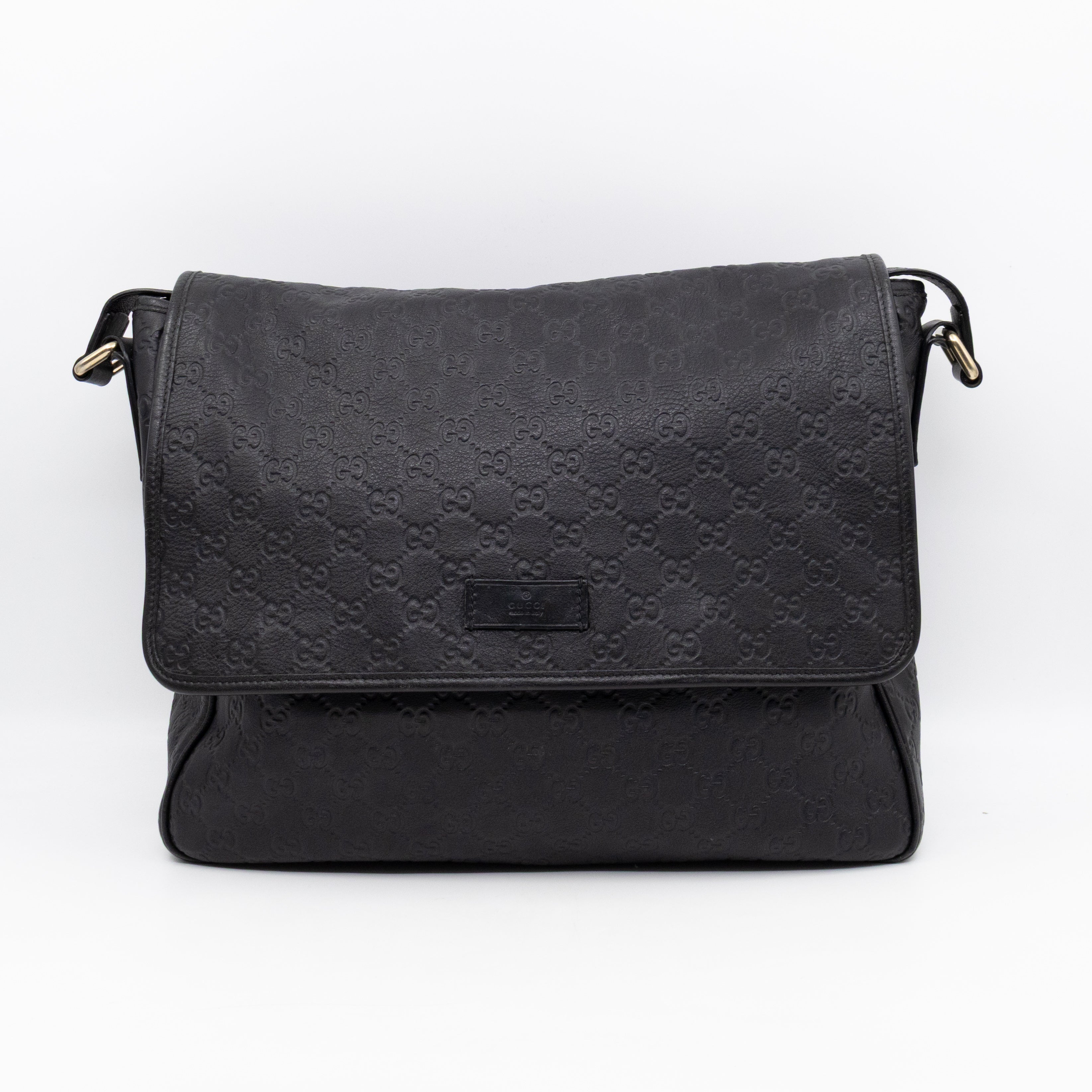 Messenger Shoulder Bag Black Guccissima Leather