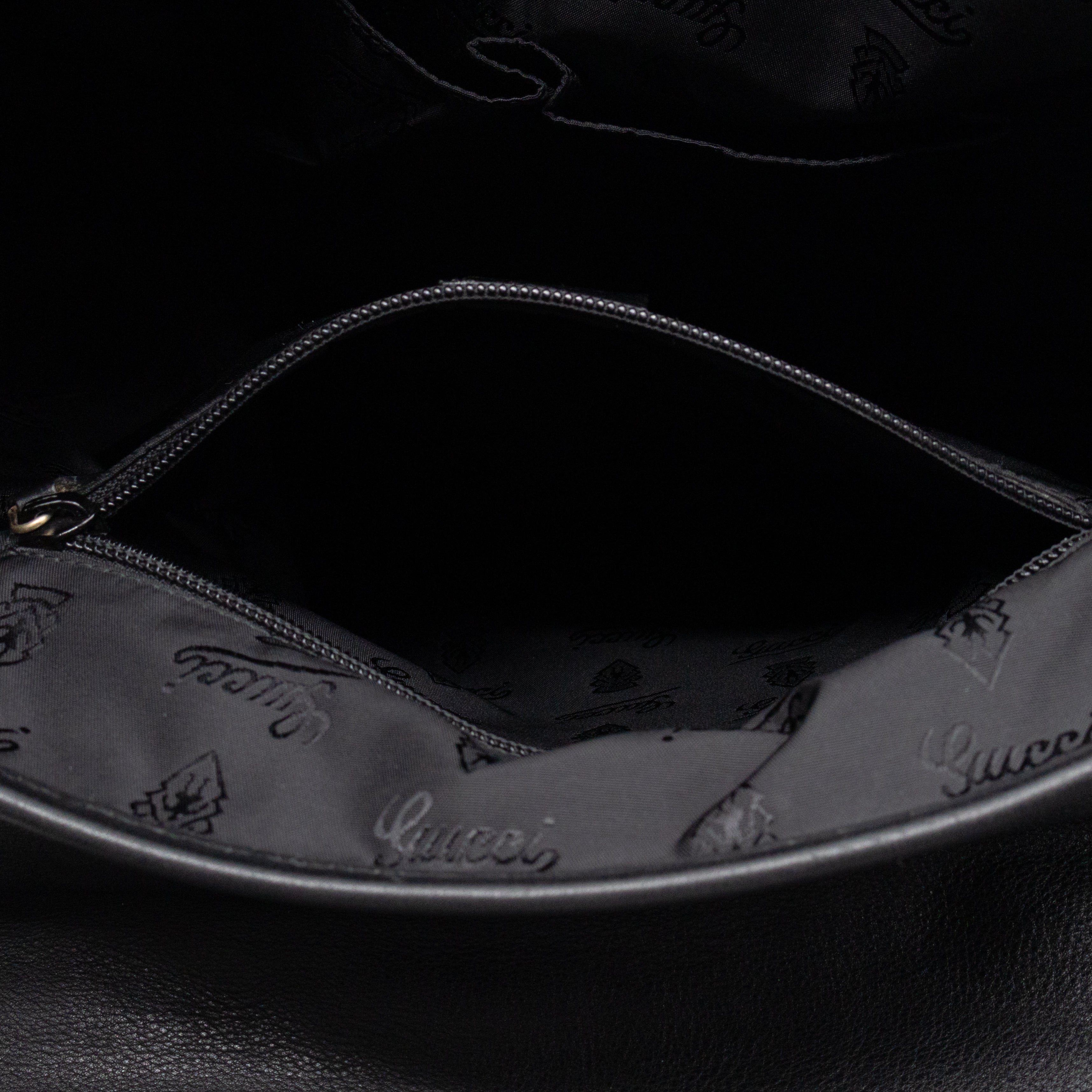 Messenger Shoulder Bag Black Guccissima Leather