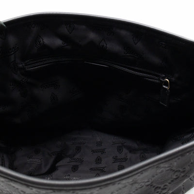 Messenger Shoulder Bag Black Guccissima Leather