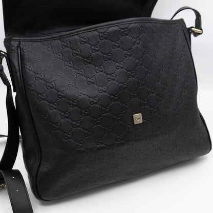 Messenger Shoulder Bag Black Guccissima Leather