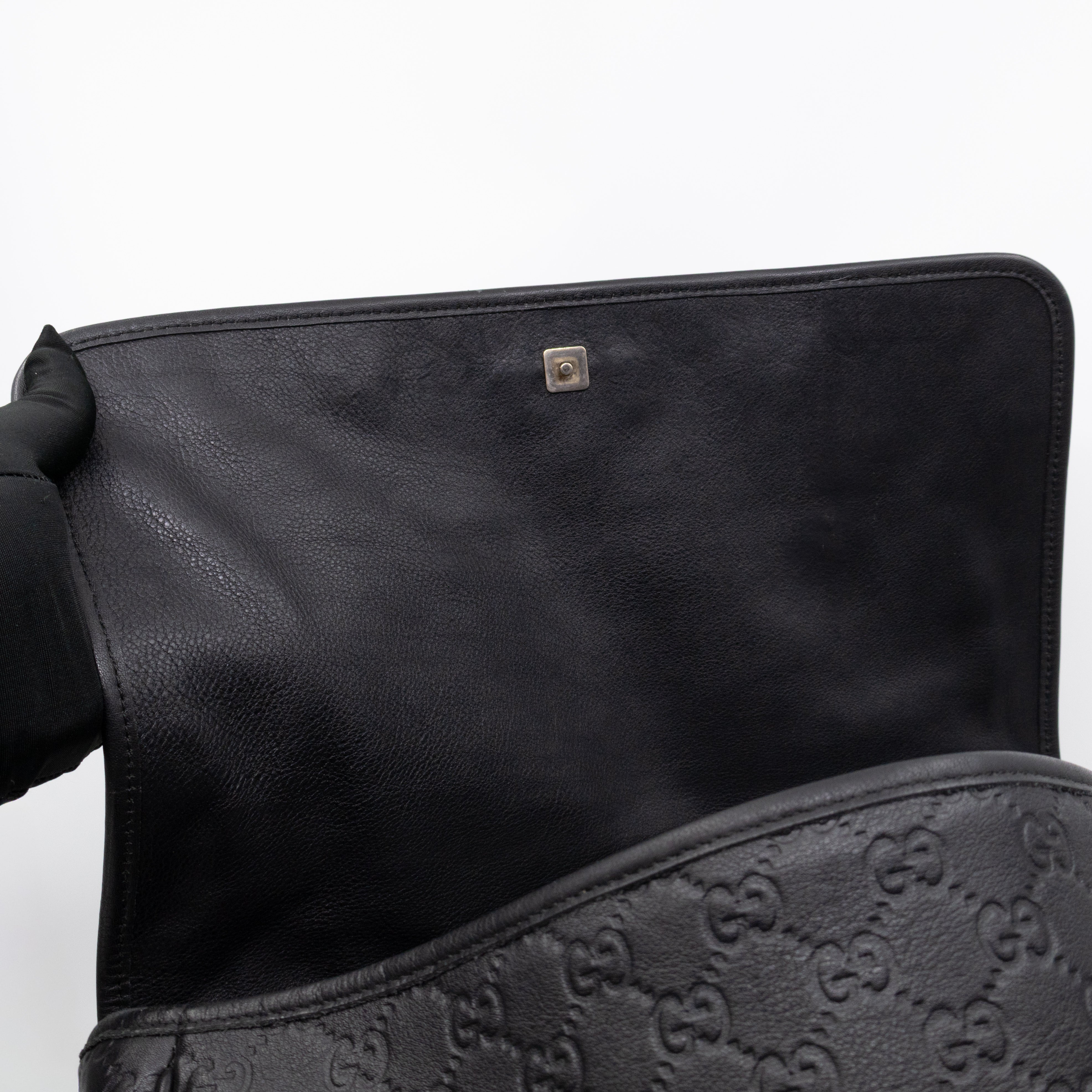 Messenger Shoulder Bag Black Guccissima Leather