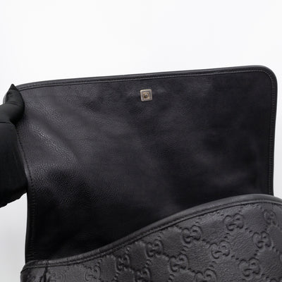 Messenger Shoulder Bag Black Guccissima Leather