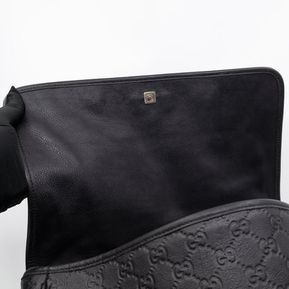 Messenger Shoulder Bag Black Guccissima Leather