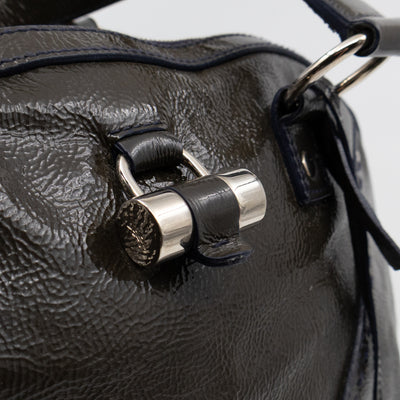 Large Muse Dark Grey Crumpled Patent Leather