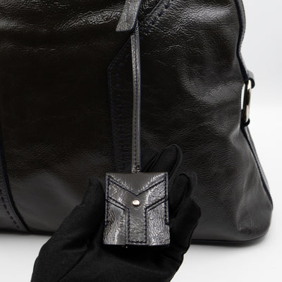 Large Muse Dark Grey Crumpled Patent Leather