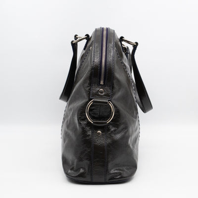 Large Muse Dark Grey Crumpled Patent Leather
