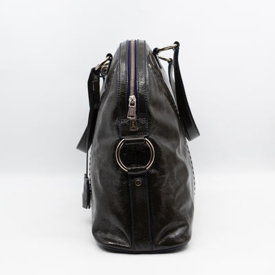 Large Muse Dark Grey Crumpled Patent Leather