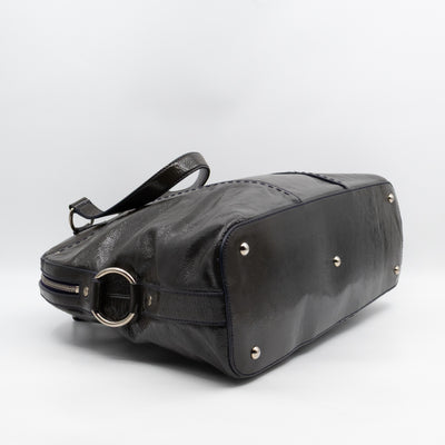 Large Muse Dark Grey Crumpled Patent Leather