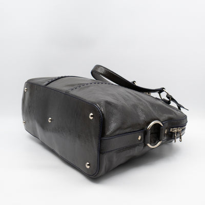 Large Muse Dark Grey Crumpled Patent Leather