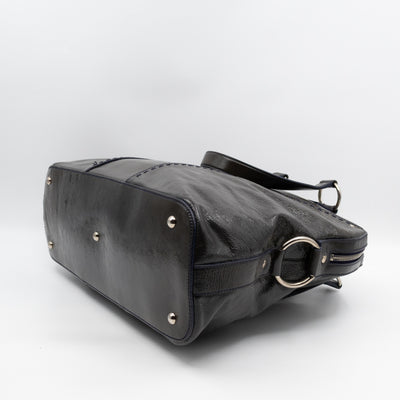 Large Muse Dark Grey Crumpled Patent Leather