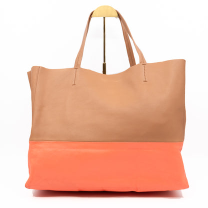 Cabas Bi-Color Tote Camel Fluo Pink Leather