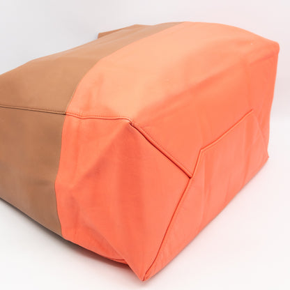 Cabas Bi-Color Tote Camel Fluo Pink Leather