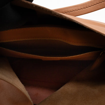 Cabas Bi-Color Tote Camel Fluo Pink Leather