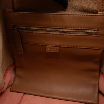 Cabas Bi-Color Tote Camel Fluo Pink Leather