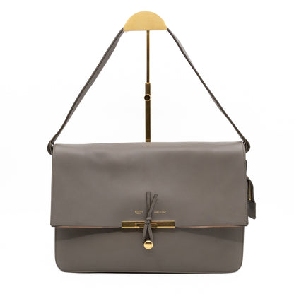 Clasp Fold-over Bag Grey Leather